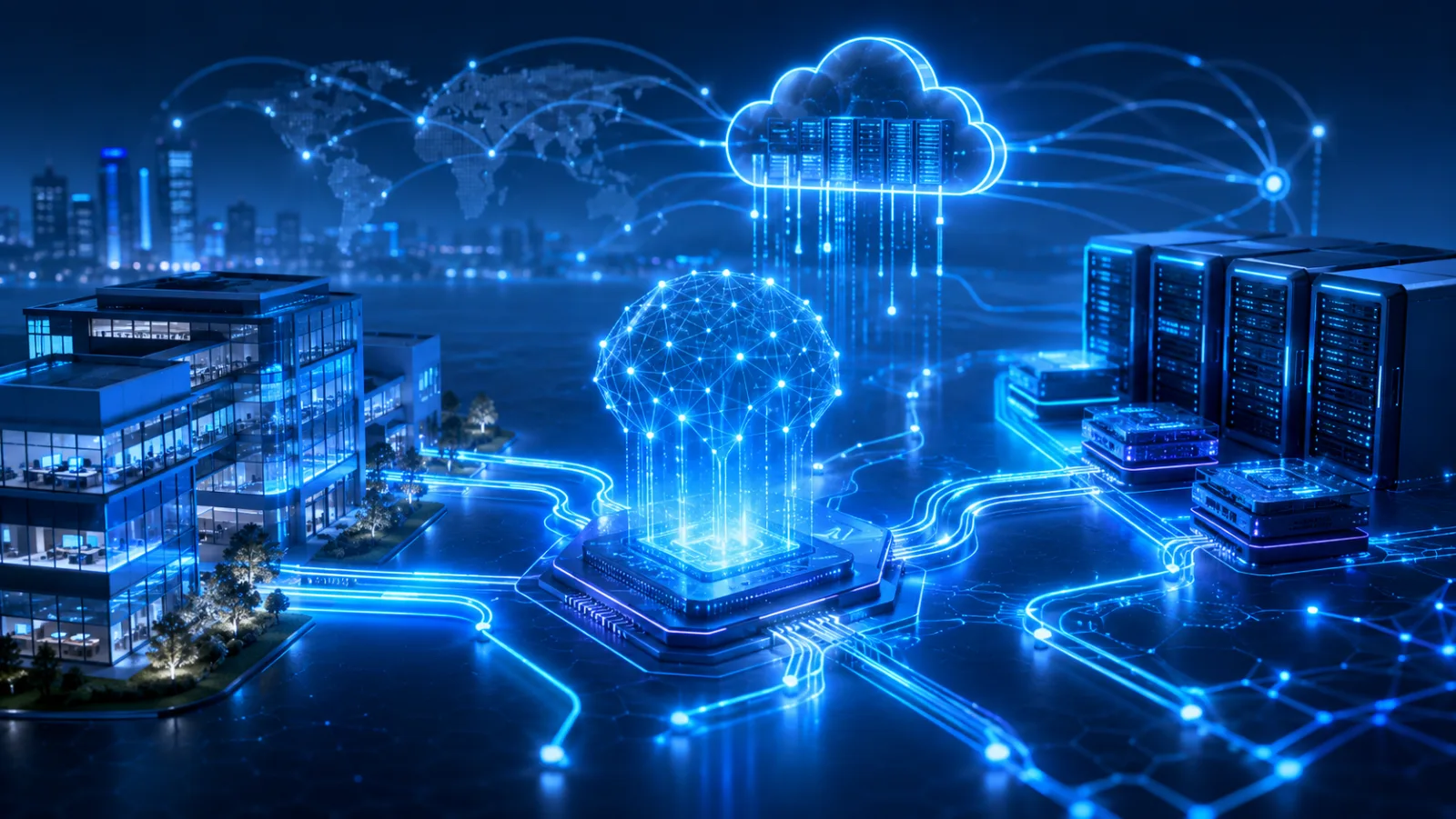 Arquitectura de nube híbrida para empresas con recursos cloud y locales